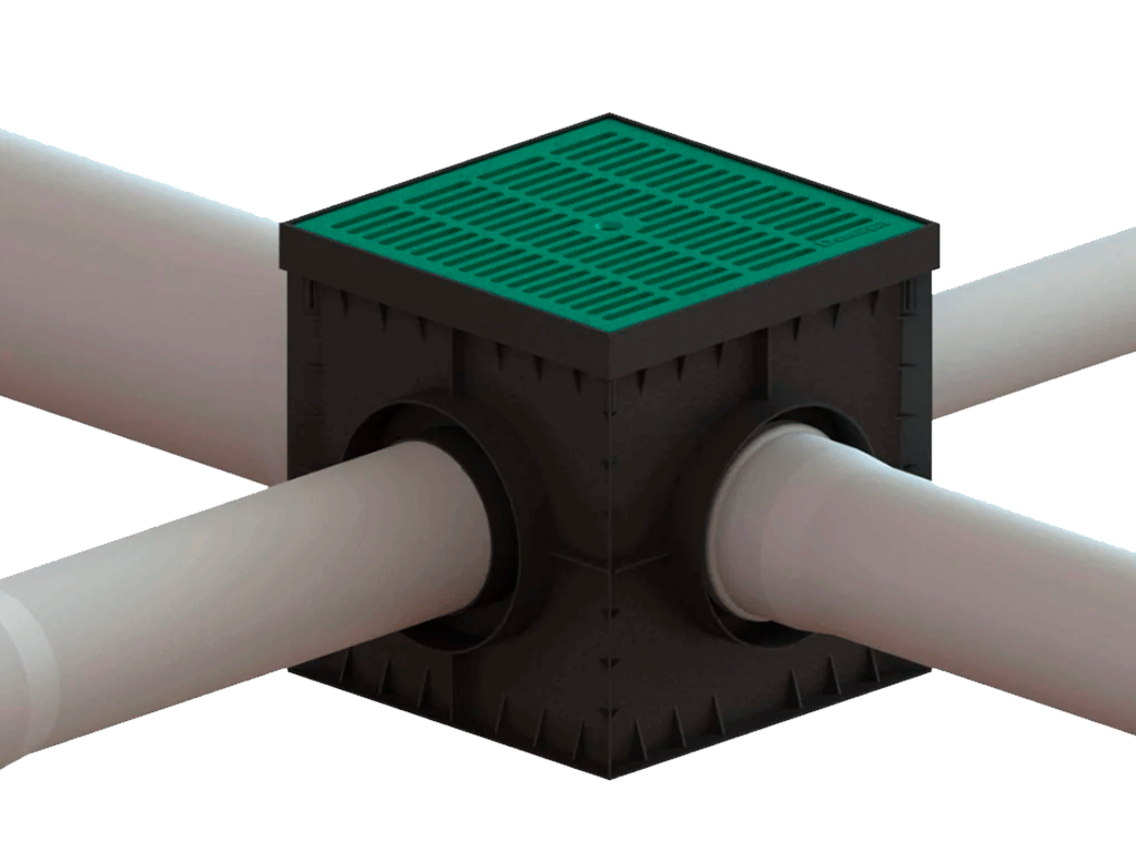 Решетка ливневая пластиковая Зеленая PolyMax Basic для дождеприемника 300х300 A15 (280x280x23) 