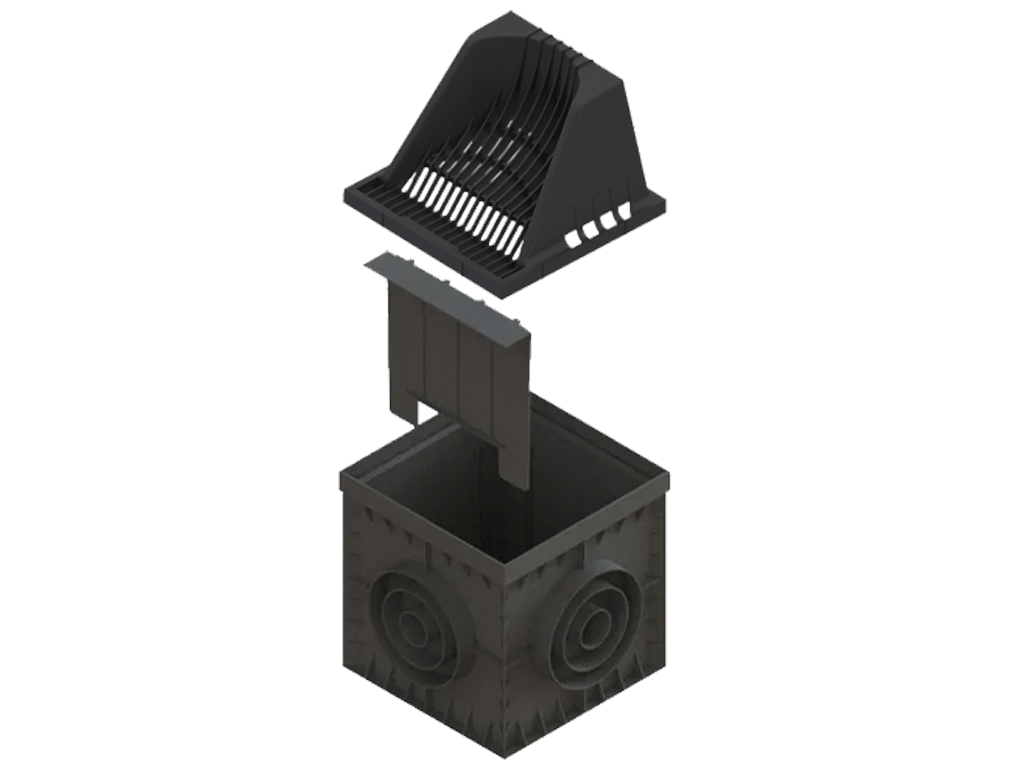 Решетка-надставка для дождеприемника Base 300х300 пластиковая черная