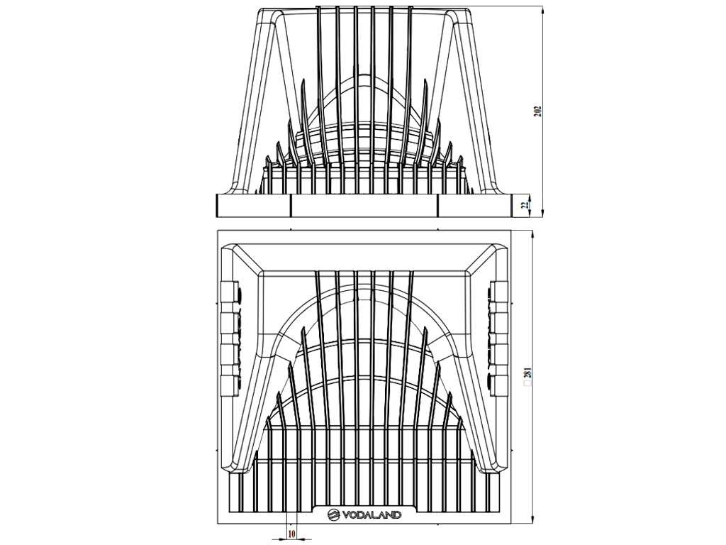 Решетка-надставка для дождеприемника Base 300х300 пластиковая черная