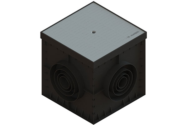 КРЫШКА ПЛАСТИКОВАЯ СЕРAЯ POLYMAX BASIC ДЛЯ ДОЖДЕПРИЕМНИКА 300Х300 А15 (280X280X30)