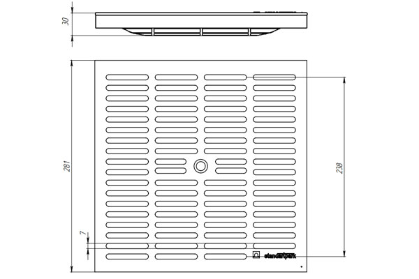 КРЫШКА ПЛАСТИКОВАЯ СЕРAЯ POLYMAX BASIC ДЛЯ ДОЖДЕПРИЕМНИКА 300Х300 А15 (280X280X30)