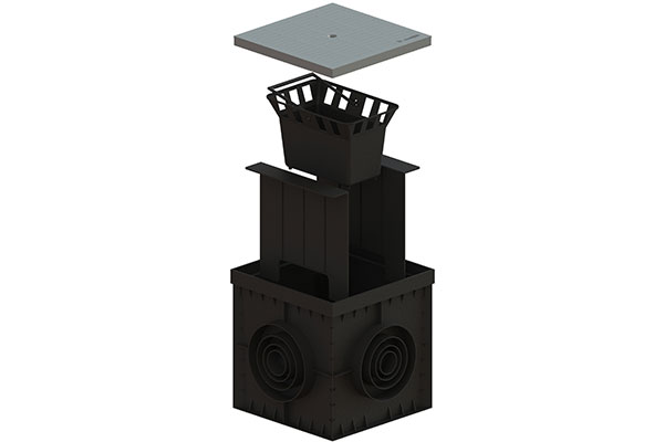 КРЫШКА ПЛАСТИКОВАЯ СЕРAЯ POLYMAX BASIC ДЛЯ ДОЖДЕПРИЕМНИКА 300Х300 А15 (280X280X30)