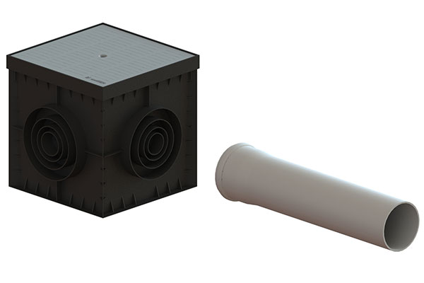 КРЫШКА ПЛАСТИКОВАЯ СЕРAЯ POLYMAX BASIC ДЛЯ ДОЖДЕПРИЕМНИКА 300Х300 А15 (280X280X30)