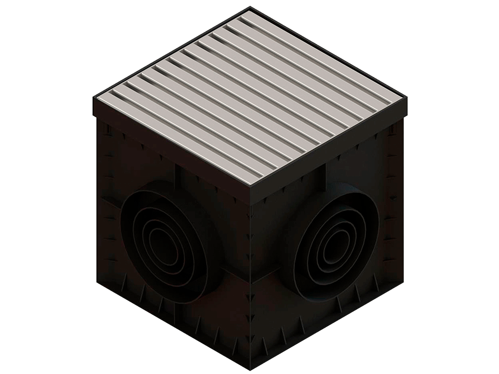 Решетка ливневая из нержавеющей стали PolyMax Basic для дождеприемника 300х300 A15 (280x280x23)