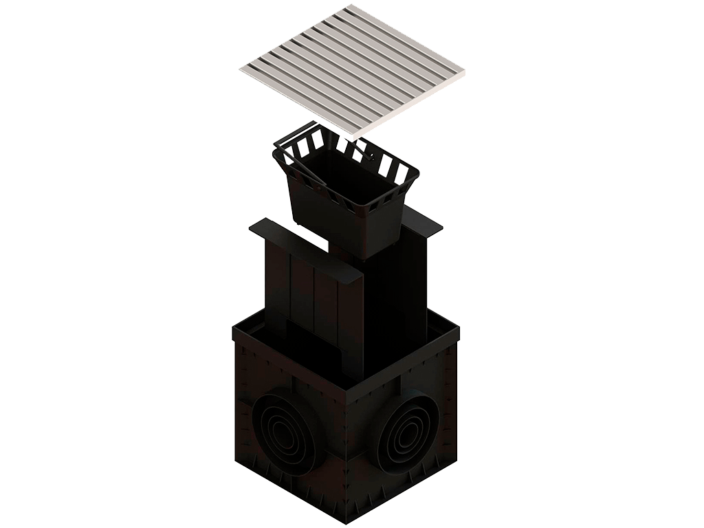 Решетка ливневая из нержавеющей стали PolyMax Basic для дождеприемника 300х300 A15 (280x280x23)