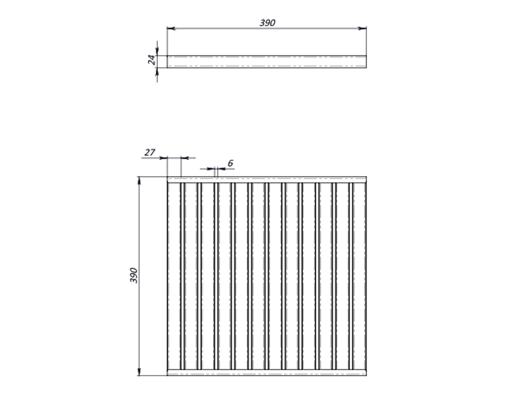 Grătar pluvial din inox tip HeelProof (390x390x24 mm) pentru camin Base 400x400 clasa de sarcini A15