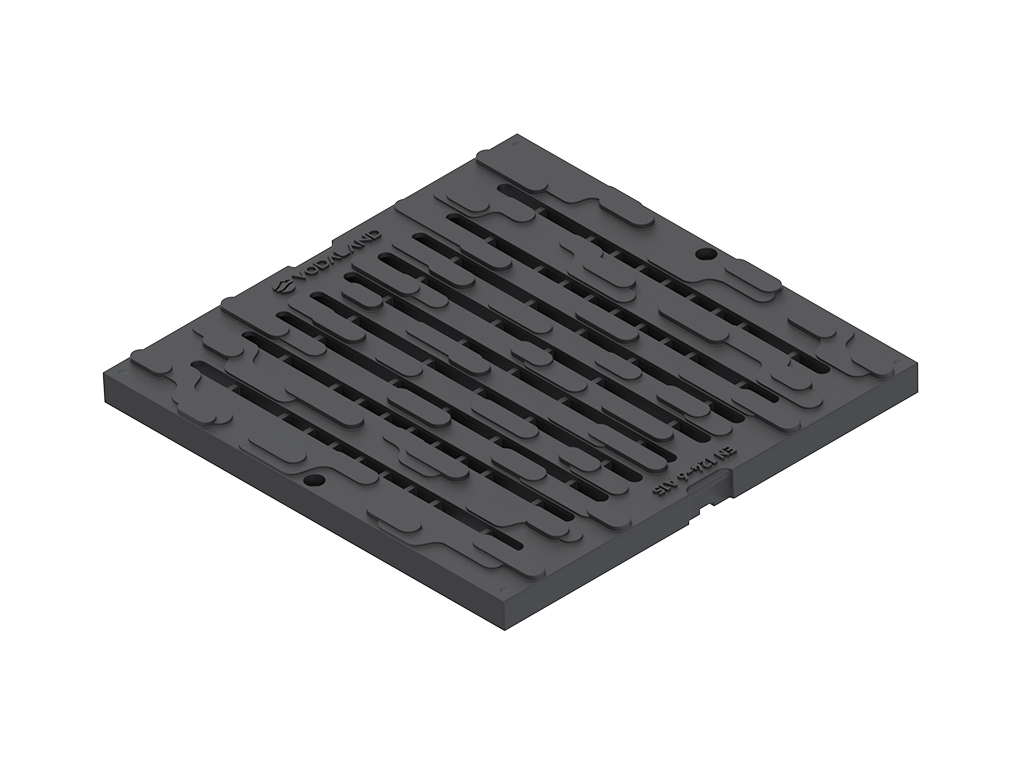 Решетка ливневая пластиковая щелевая (390X390XH43 мм) класс нагрузки A15, для дождеприемника BASE 400X400