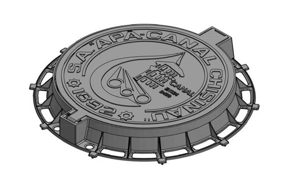 Capac din fonta ductila ACC pentru retele de canalizare, clasa de sarcini D400 (820x600x100)