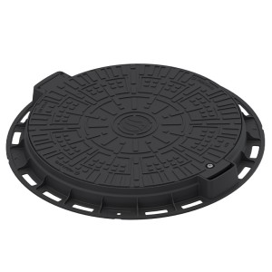 Люк пластиковый черный круглый с замком (800x600x74мм) класс нагрузки А15 для пешеходных зон