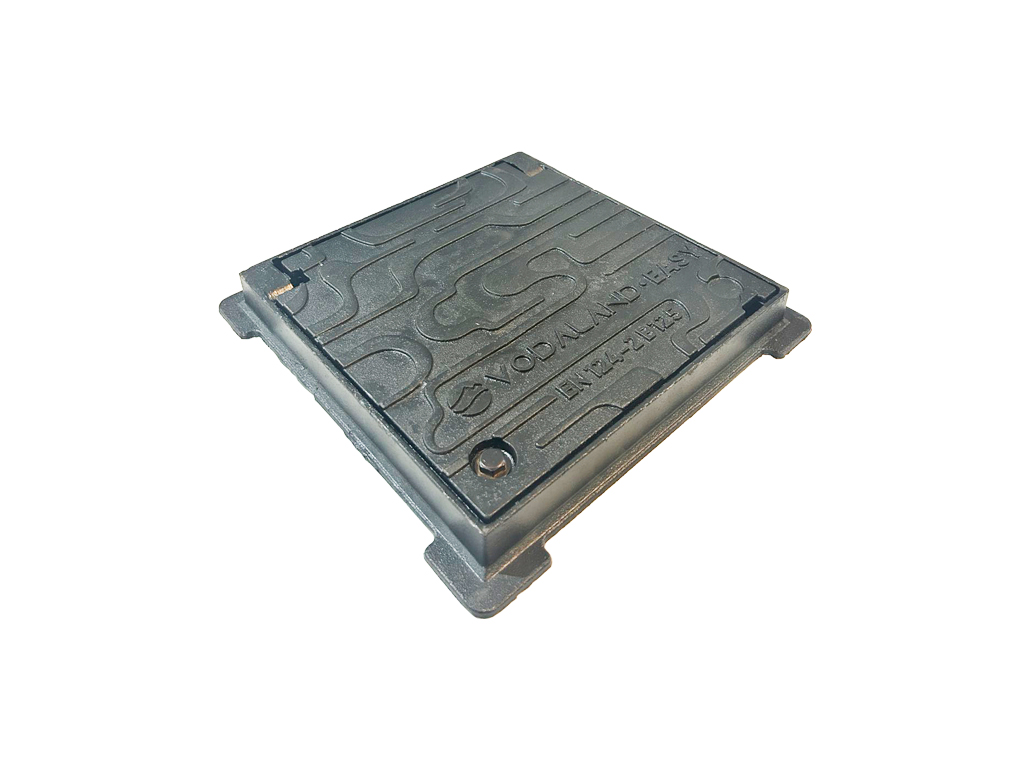 Capac fontă Urban pătrat cu rama 320x320 mm, pas liber 250x250 mm, H=37 mm, clasa de sarcini B125 EN 124-2:2016