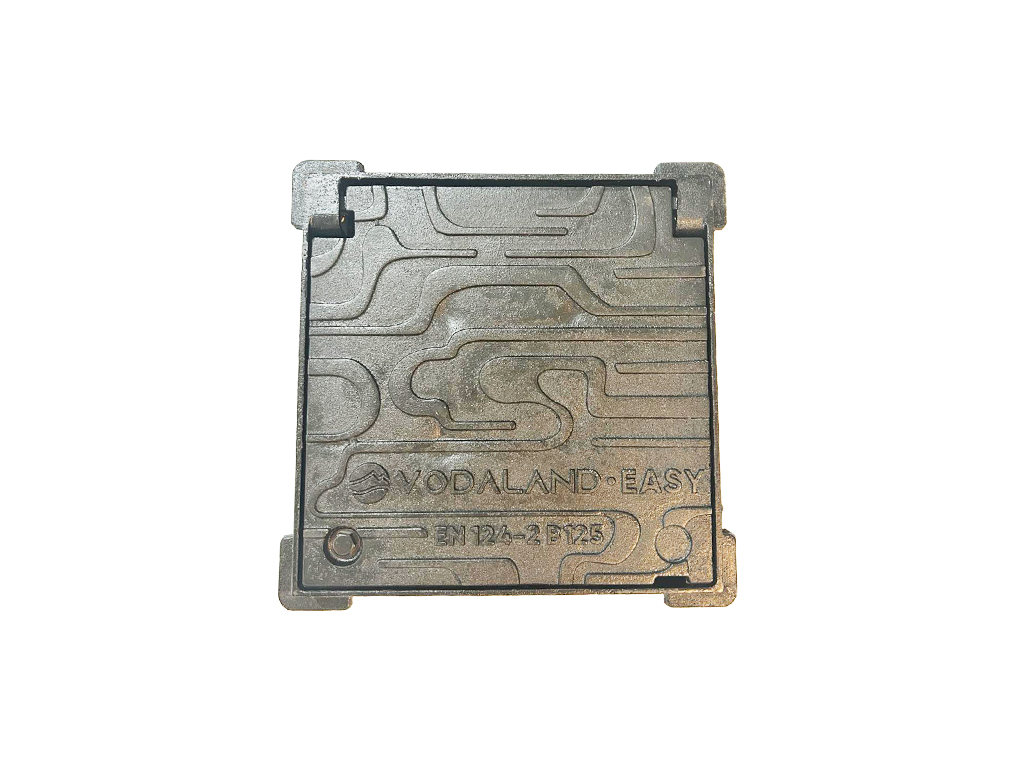 Capac fontă Urban pătrat cu rama 320x320 mm, pas liber 250x250 mm, H=37 mm, clasa de sarcini B125 EN 124-2:2016