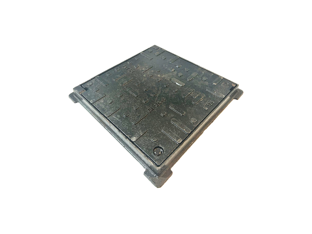 Capac fontă Urban pătrat cu rama 420x420 mm, pas liber 350x350 mm, H=37 mm, clasa de sarcini B125 EN 124-2:2016