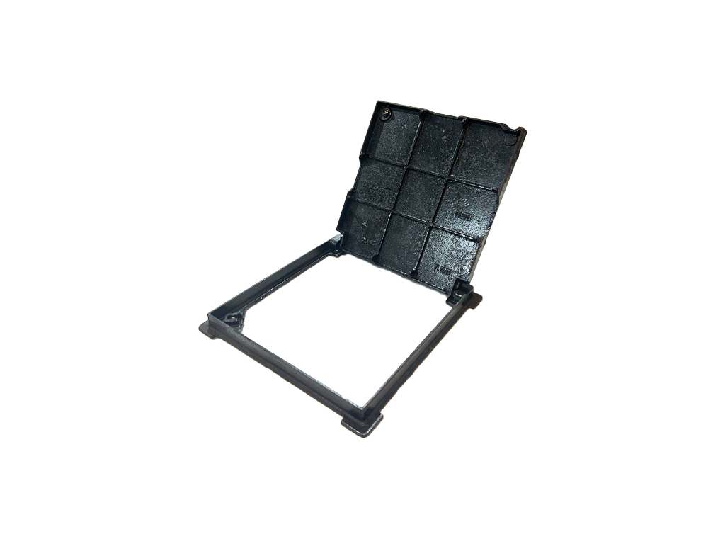 Capac fontă Urban pătrat cu rama 420x420 mm, pas liber 350x350 mm, H=37 mm, clasa de sarcini B125 EN 124-2:2016