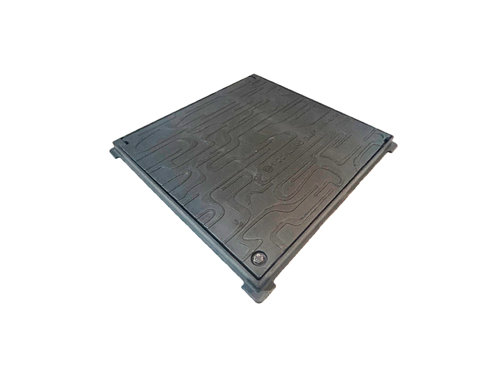 Capac fontă Urban pătrat cu rama 620x620 mm, pas liber 550x550 mm, H=38 mm, clasa de sarcini B125 EN 124-2:2016