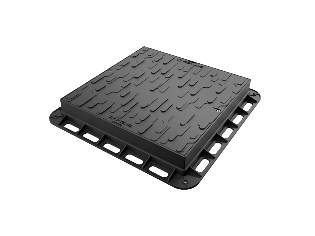 Люк квадратный пластиковый черный с 2 запорными устройствами (600x600x80) A15 