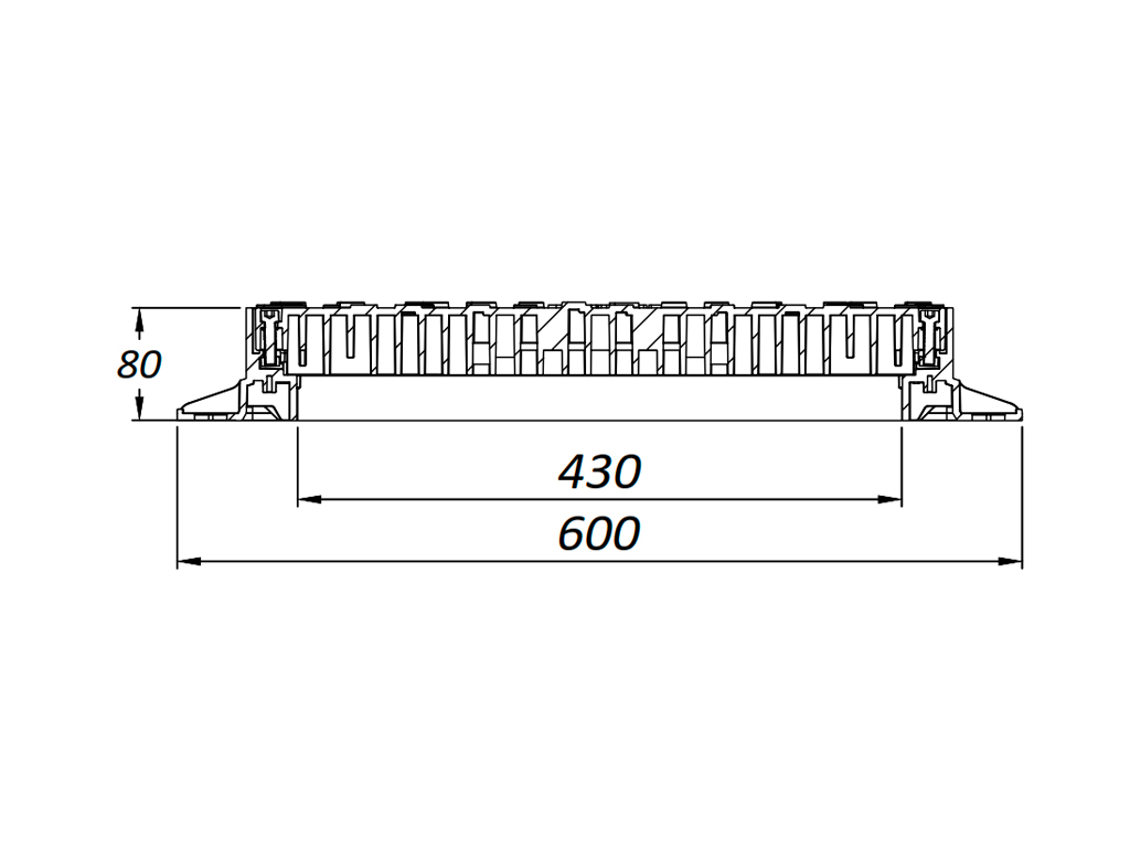 Люк квадратный пластиковый черный с 2 запорными устройствами (600x600x80) A15 