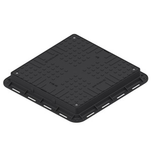 Люк квадратный пластиковый черный с 4 запорными устройствами (700x700x80) A15 