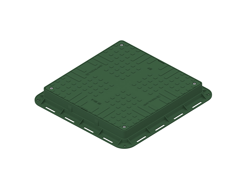 Люк квадратный пластиковый зеленый с 4 запорными устройствами (700x700x80) A15 