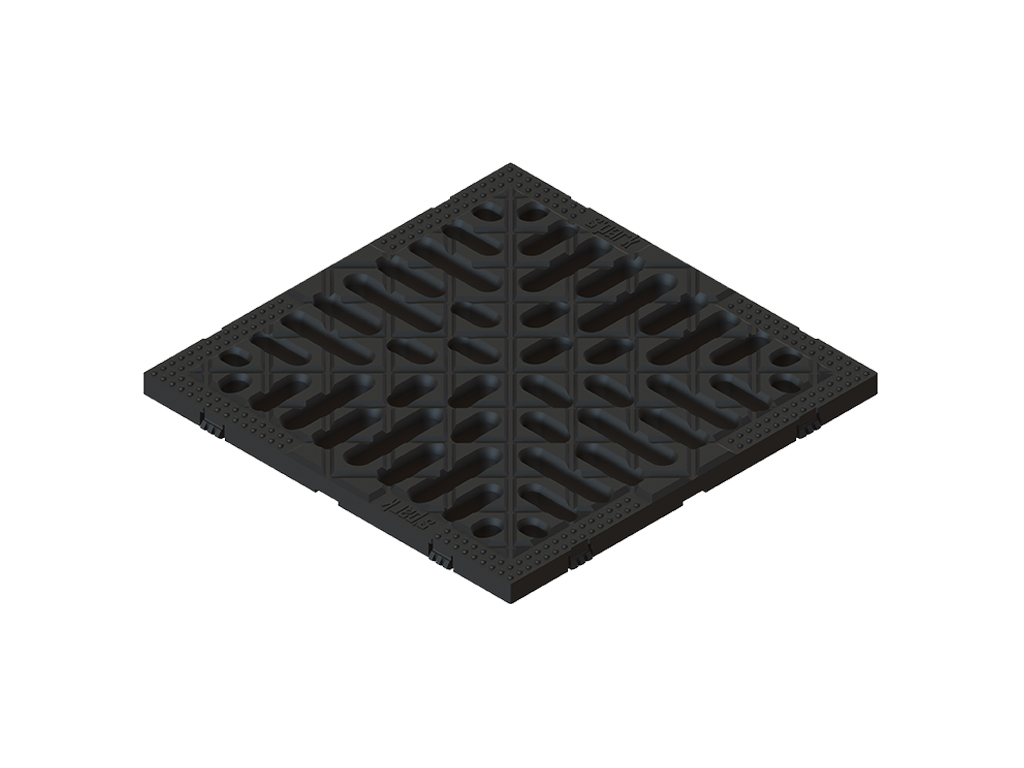 Решетка ливневая пластиковая (242x242x17) для дождеприемника 250х250 A15 (для пешеходных зон) 