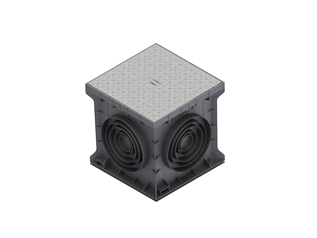 Capac pătrat cu maner (393x393x23) din oțel zincat pentru camin Base 400x400 clasa de sarcini B125