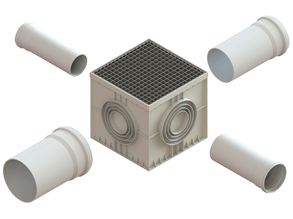 Camin pluvial patrat Gri PolyMax Basiс (545x545x522), clasa de sarcini C250