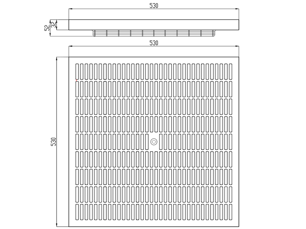 Решетка ливневая пластиковая PolyMax Basic для дождеприемника 545х545 (530x530x52) A15