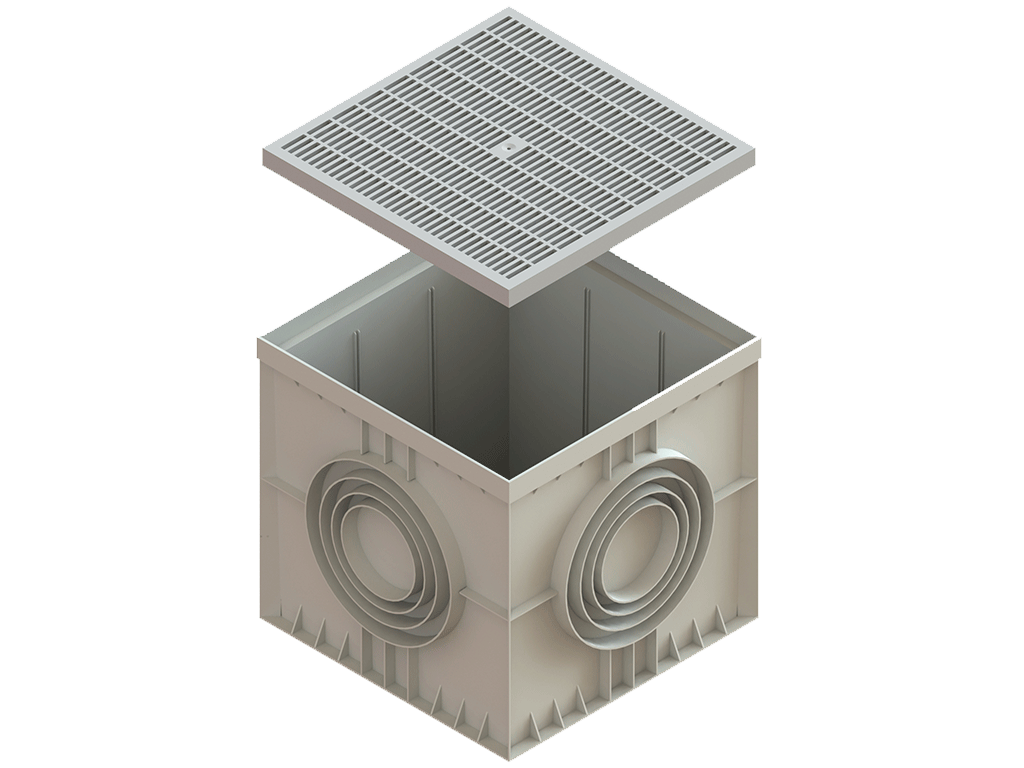 Решетка ливневая пластиковая PolyMax Basic для дождеприемника 545х545 (530x530x52) A15