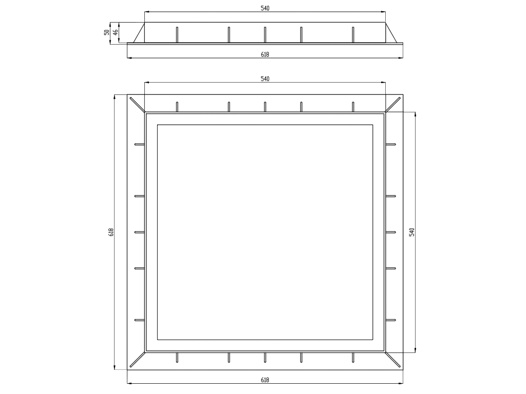 Рама пластиковая (618x618x50) для дождеприемника 545х545