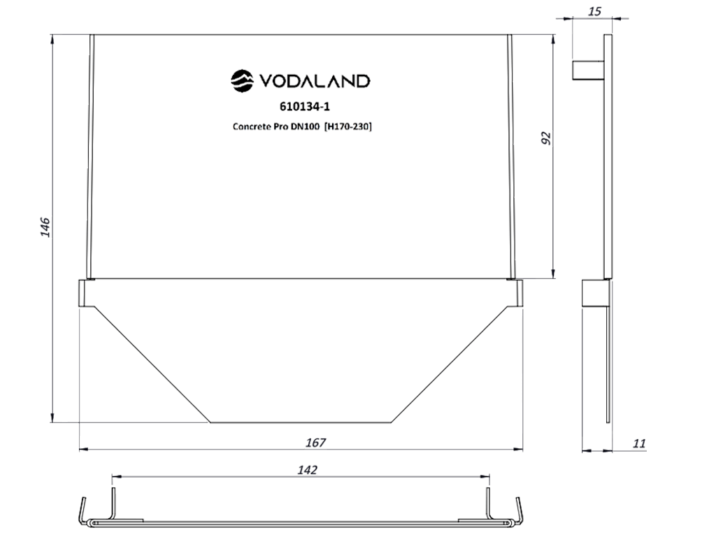 Заглушка торцевая стальная к лоткам  Betomax Pro DN100 H170-230