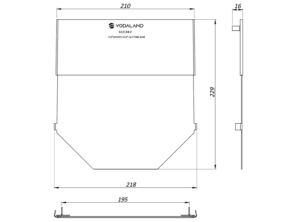 Заглушка торцевая стальная к лоткам  Betomax Pro DN150 H260-310