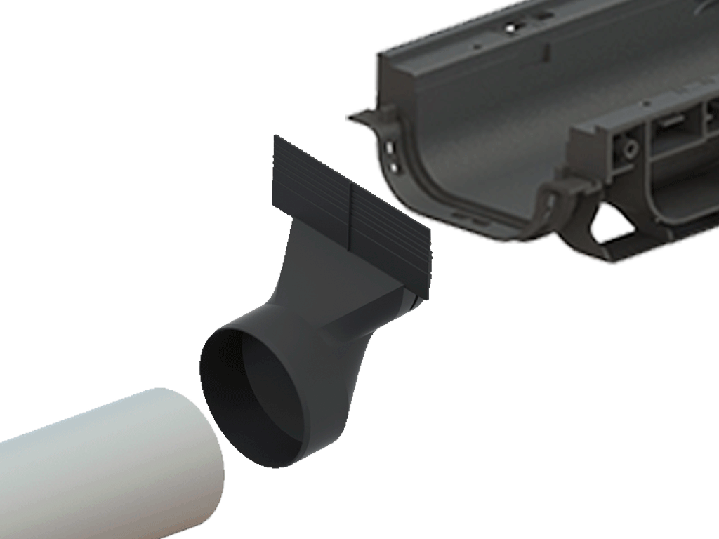 Заглушка пластиковая с выпуском 110мм для лотков пластиковых Base DN100 H80/H97