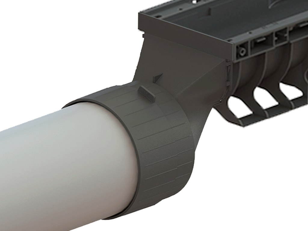 Заглушка пластиковая с выпуском 110мм для лотков пластиковых Base DN100 H80/H97