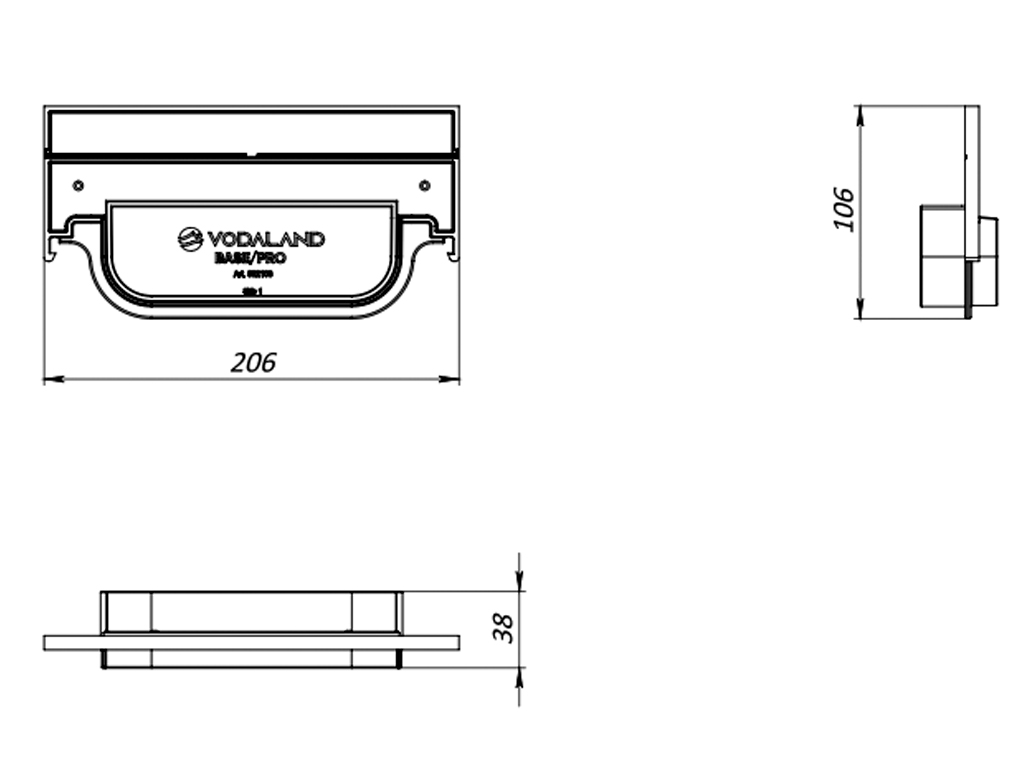 Piesă capăt din plastic pentru rigolă BASE DN150 H100