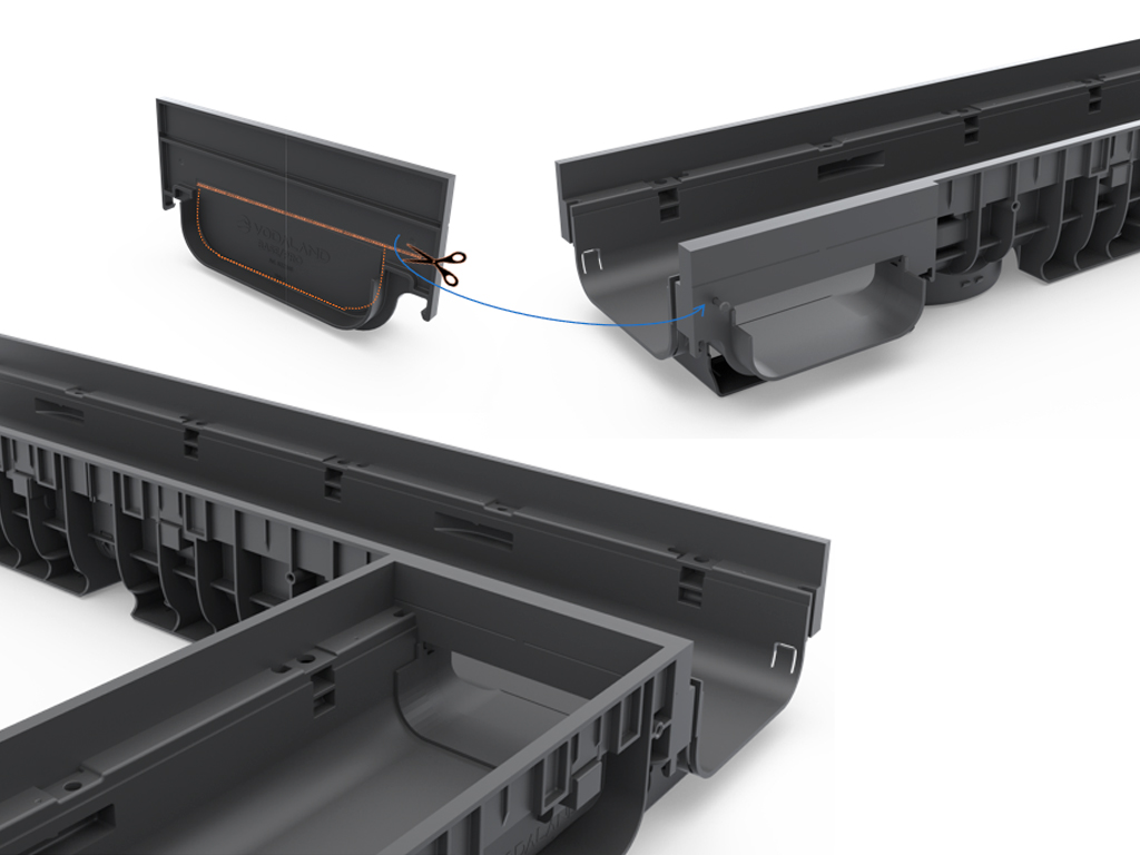 Piesă capăt din plastic pentru rigolă BASE DN150 H100