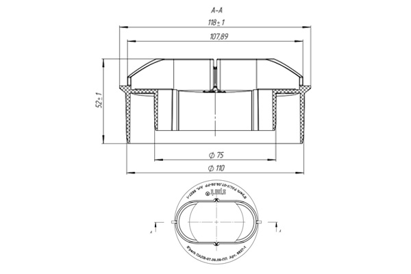 Патрубок для лотка водоотводного Easy1 DN70, вертикальное подключение к трубе Д75/110мм из лотка