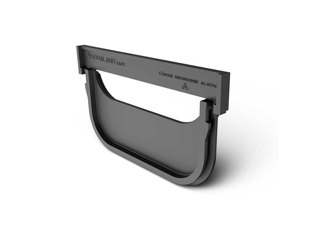 Каскадный переходник от лотков водоотводных Easy Low DN100 H40 к лоткам Easy 2 DN100 H70