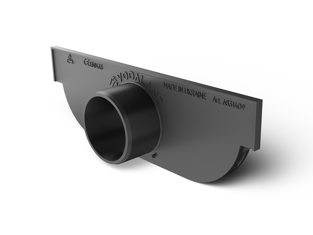 Заглушка с выпуском под трубу Д=32мм для лотка водоотводного Easy Low DN100 H40