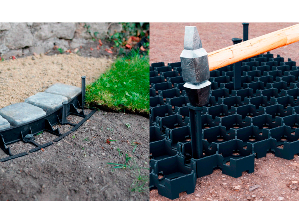 Ancoră universală cu înălțimea 180 mm, din plastic pentru fixare bordure și pavele ecologice