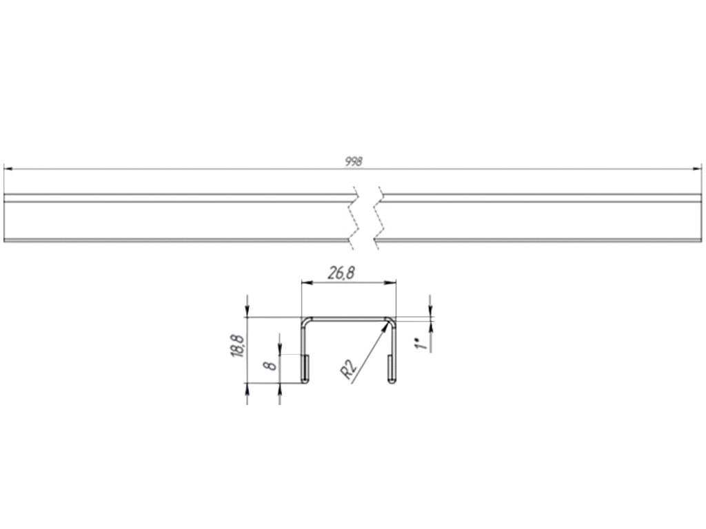 Duza decorativa (Modern) din INOX pentru gratarele în fantă longitudinală DN100 Slot Drain