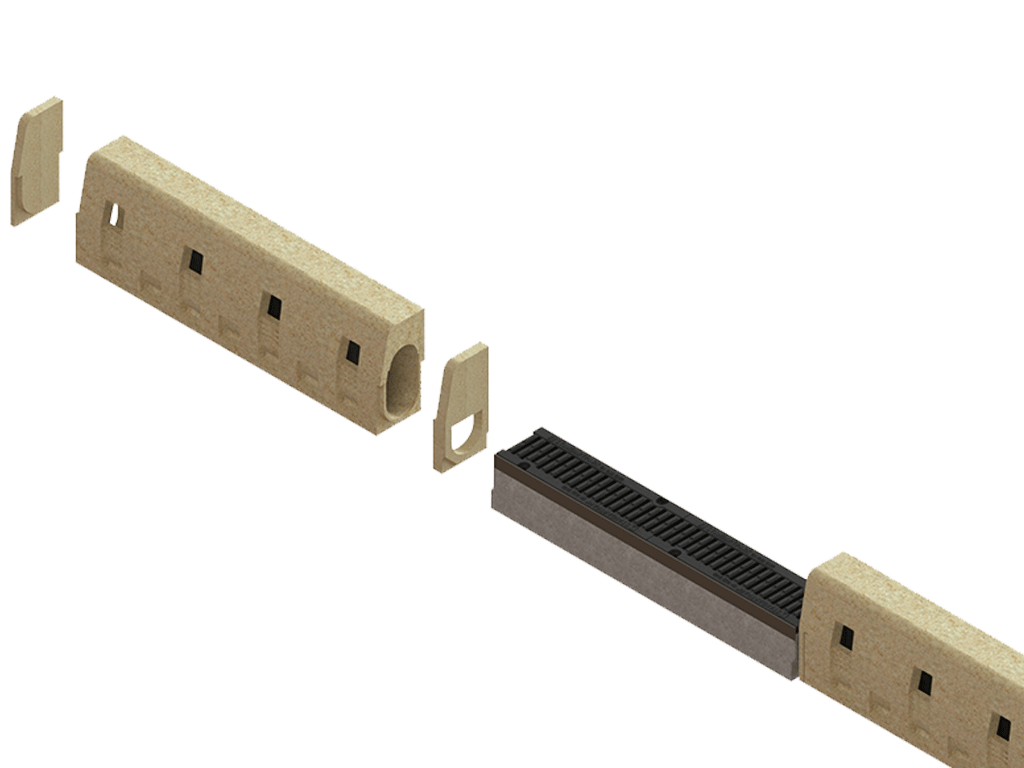 Бордюр водоотводный полимербетонный Compomax DN100 H300 (1000x150x300)