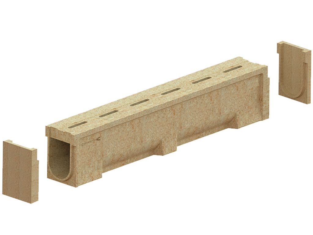 Rigolă din polimerbeton Monoblock Mono DN100 H200 cu fantă centrală (1000x140x200), clasa de sarcini C250