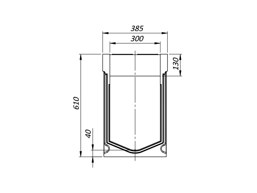 Rigolă Monoblock Mega DN300 H610 din beton cu polimeri clasa de sarcini F900