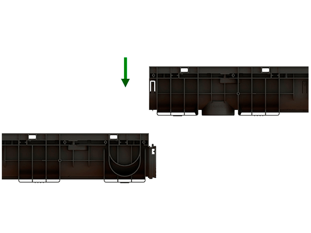 Дренажный водоотводный лоток PolyMax Basic DN100 H155, модернизированный (1000x156x155)