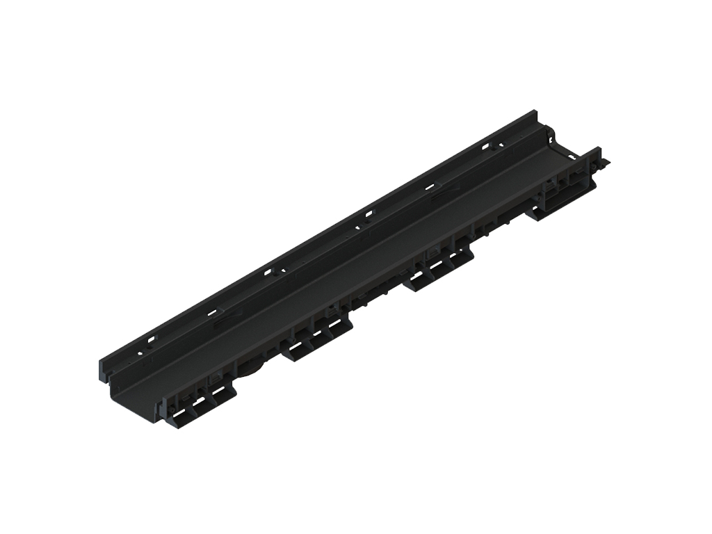 Rigola pluviala PolyMax Basic DN100 H60, modernizată (1000x156x60), cu iesire veticala D110mm, clasa de sarcini C250