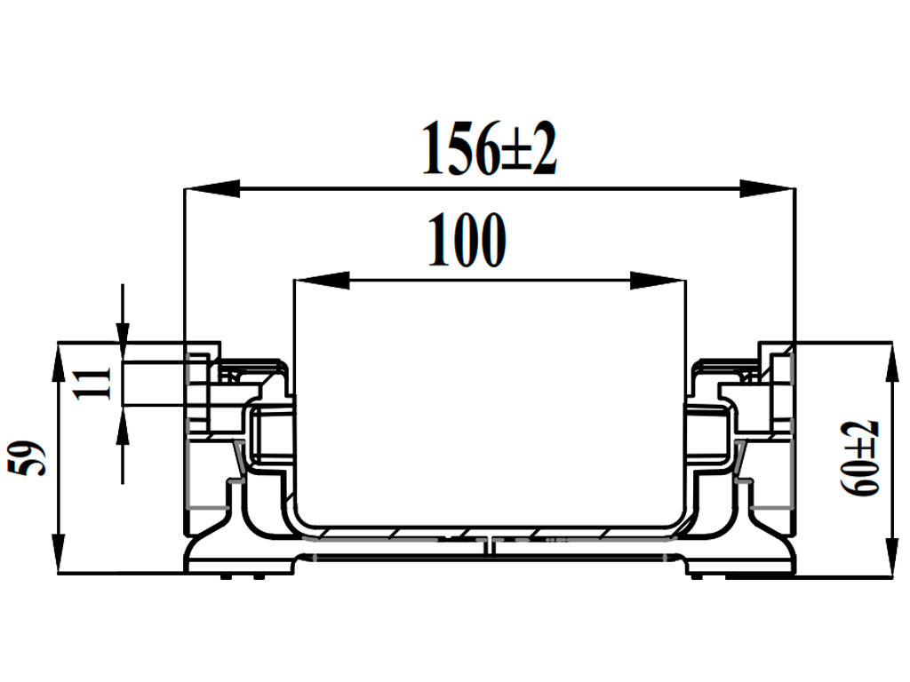 Rigola pluviala PolyMax Basic DN100 H60, modernizată (1000x156x60), cu iesire veticala D110mm, clasa de sarcini C250