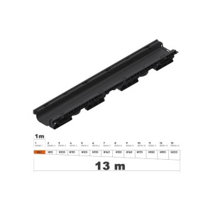 Дренажный водоотводный лоток BASE DN100 с внутренним уклоном H80мм (H42-H50мм) №1
