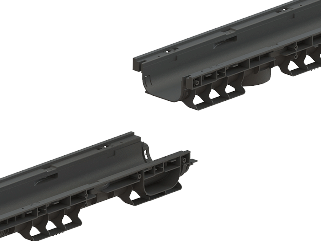 Дренажный водоотводный лоток PolyMax Basic DN100 H80, модернизированный (1000x156x80)