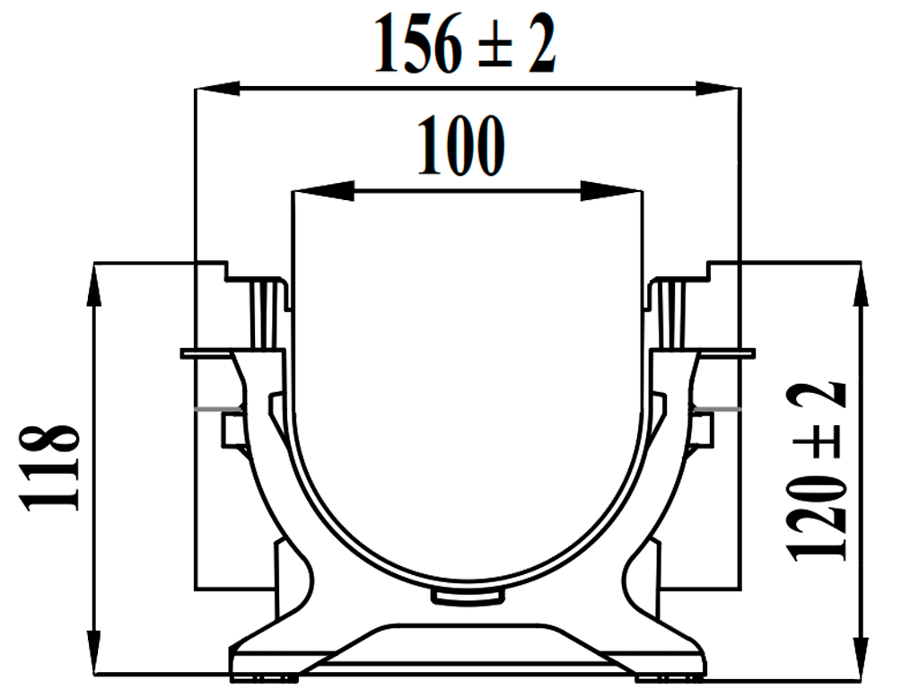 Rigola pluviala PolyMax Basic DN100 H120, modernizată (1000x156x120), cu iesire veticala D110mm, clasa de sarcini C250