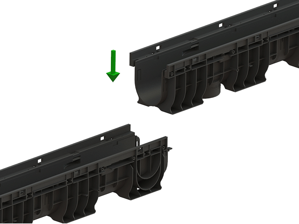 Дренажный водоотводный лоток PolyMax Basic DN100 H120, модернизированный (1000x156x120)