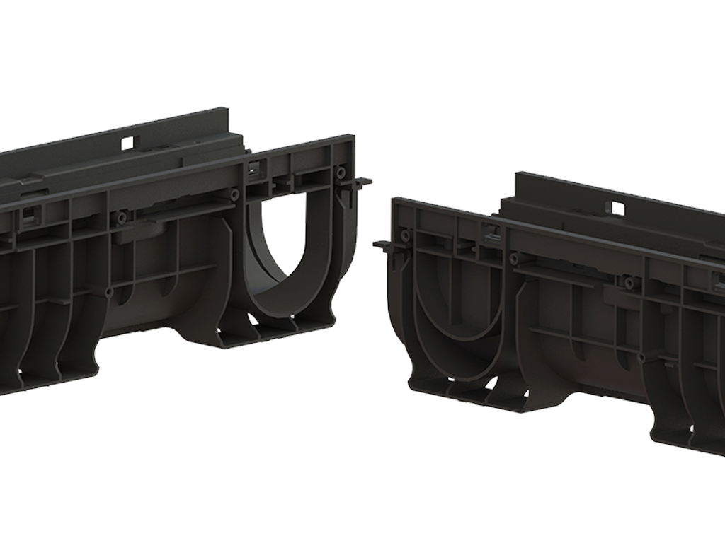Дренажный водоотводный лоток PolyMax Basic DN100 H120, модернизированный (1000x156x120)